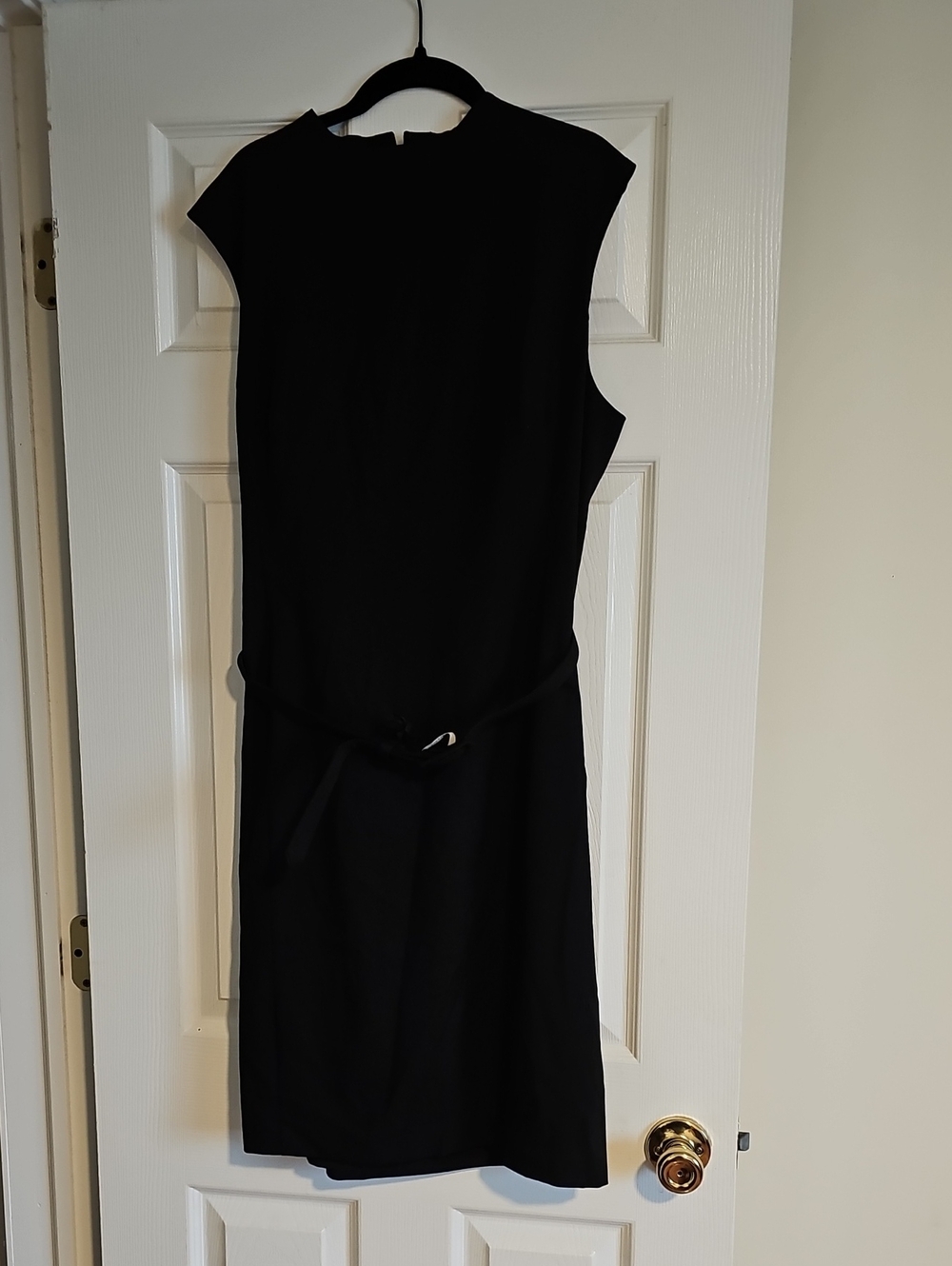 Ralph Lauren Black Cap-Sleeve Belted Midi Dress